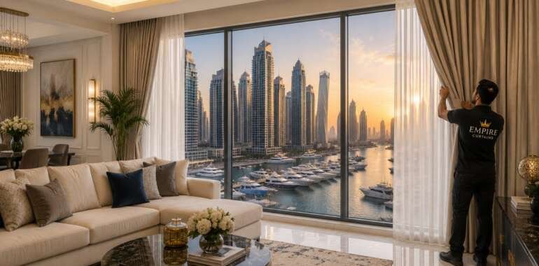 Curtain Fixing in Dubai Marina – Professional Installation Services by Empire Curtains