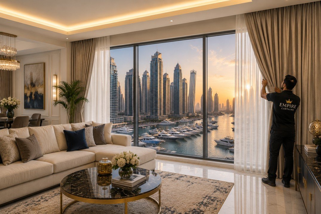 Curtain Fixing in Dubai Marina – Professional Installation Services by Empire Curtains