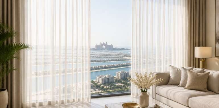Sheer Curtains in Palm Jumeirah: Elegant Light & Privacy