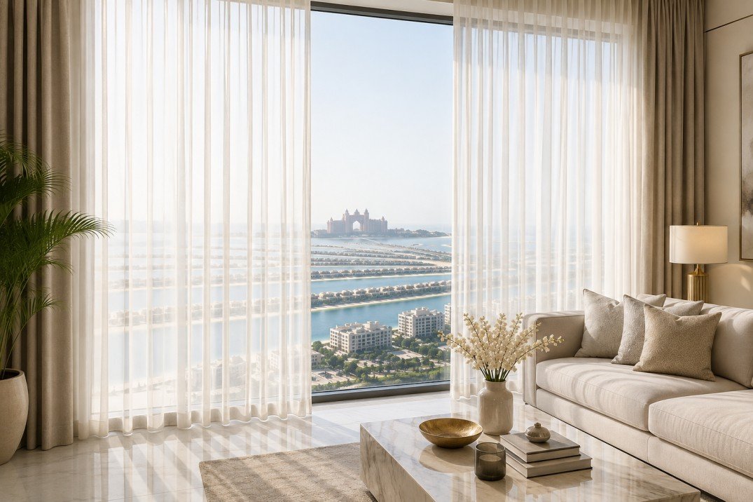 Sheer Curtains in Palm Jumeirah: Elegant Light & Privacy