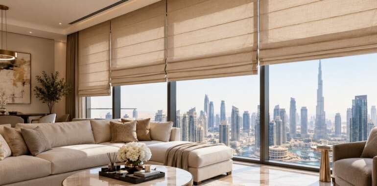 Roman Blinds in Downtown Dubai: Elegant Custom Window Solutions